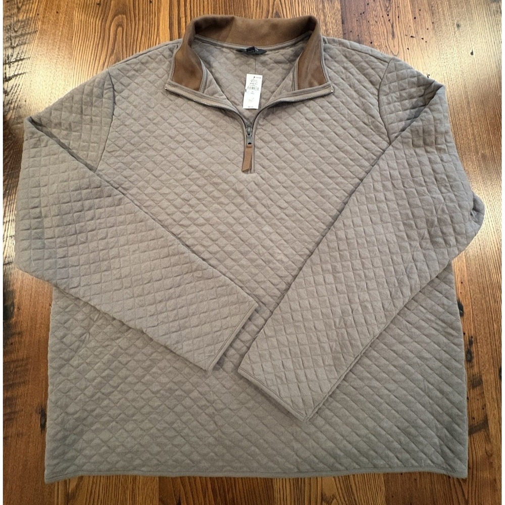 Banana Republic Mens  1/4 Zip Quilted  Pullover 832064-05-1 Taupe XL Tall NWT